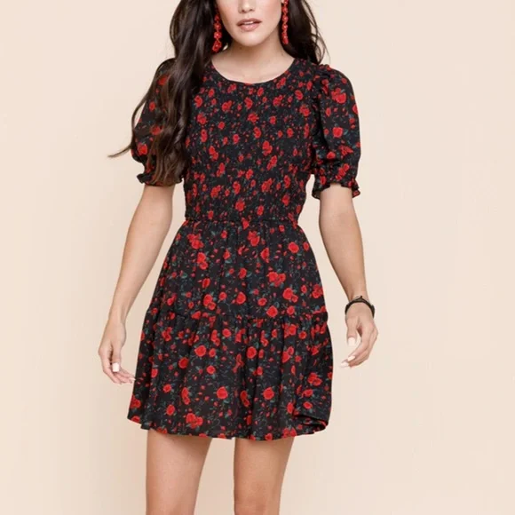 Francesca's Collections Dresses Francescas Floral Smocked Mini